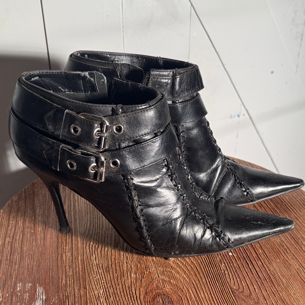 Carlos Santana Black Leather Ankle Boots Vintage